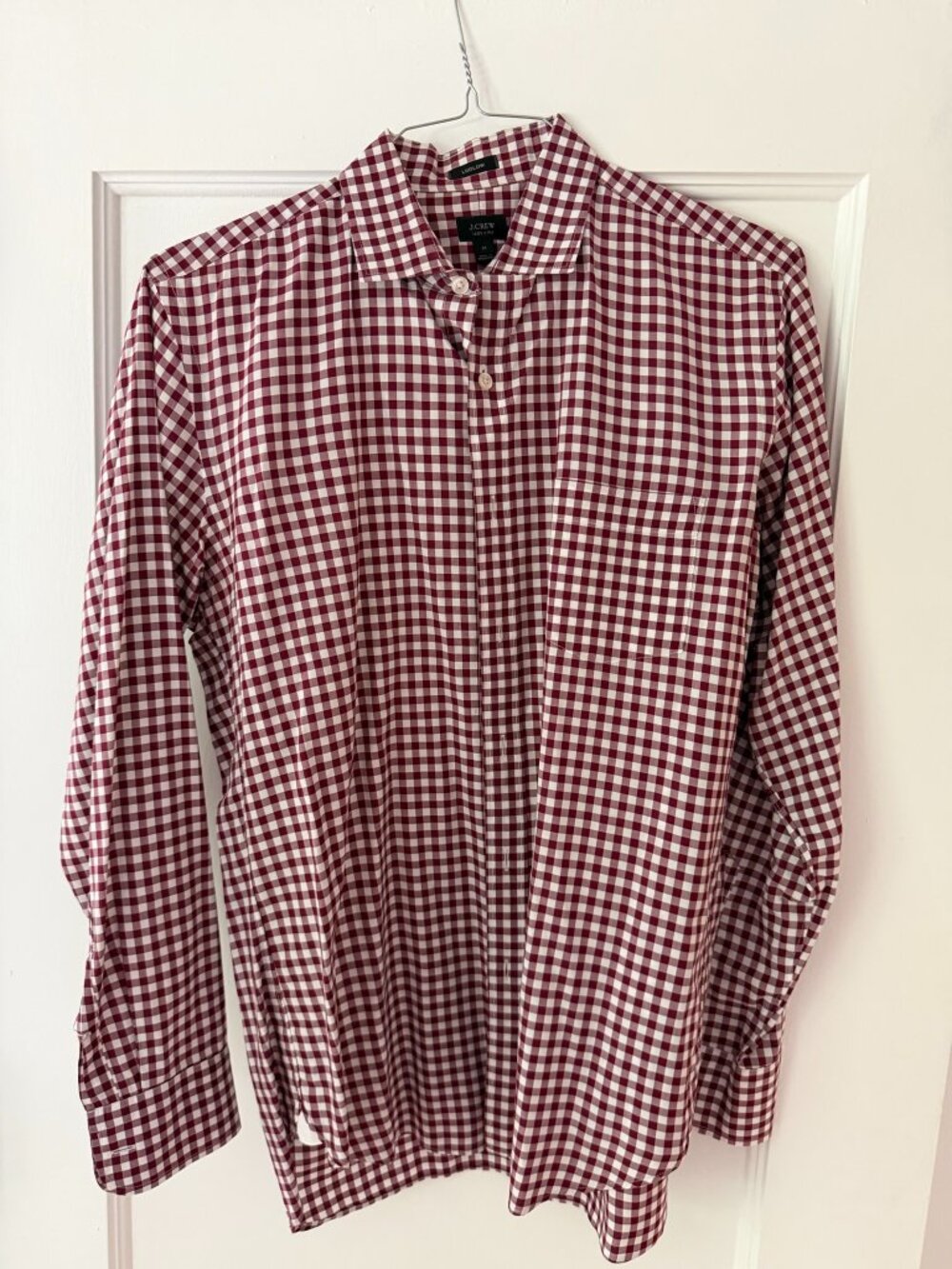 J. Crew - Ludlow Dress Shirt 120s 2-Ply - Burgundy Gingham - Size M